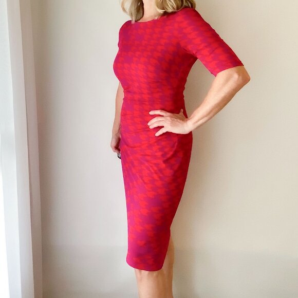 Anne Klein 3/4 length plum orange gathered waist dress - Picture 3 of 10